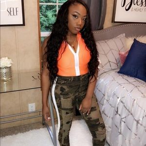 Fashion nova body suit neon orange